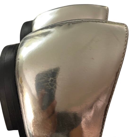 Isaac Mizrahi Silver Peep Toe Flats Ballerina Patent Leather Size 7 Made Italy - Picture 6 of 6